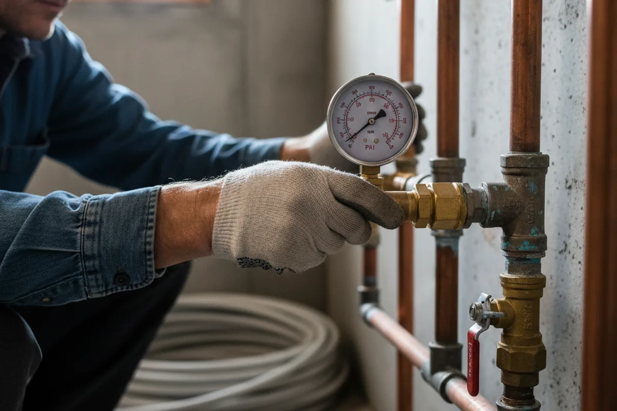 Pressure testing a repaired line during Water Line Repair in Preston Hollow